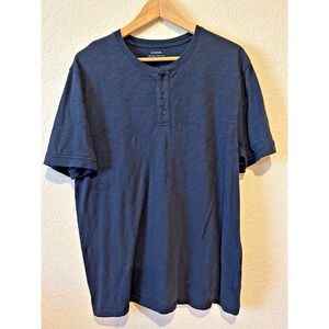 Vince Men's Henley T Shirt Slub Cotton Size L Heathered Black Minimalist Basic